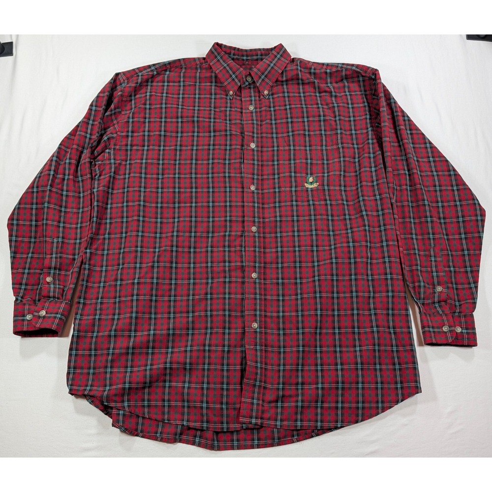 Wrangler Riata Mens XXL Red Black Plaid Long Sleeve Button Down Shirt